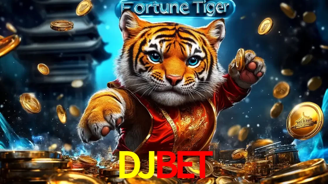 Imagem promocional do jogo de slot Fortune Tiger, com um tigre majestoso em traje tradicional cercado por uma fortuna em moedas de ouro, disponível agora no cassino DJBET.